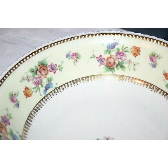 Koenigszelt Silesia Germany scalloped bowls set of 5 flower gold trim dish 5" - Picture 7 of 9